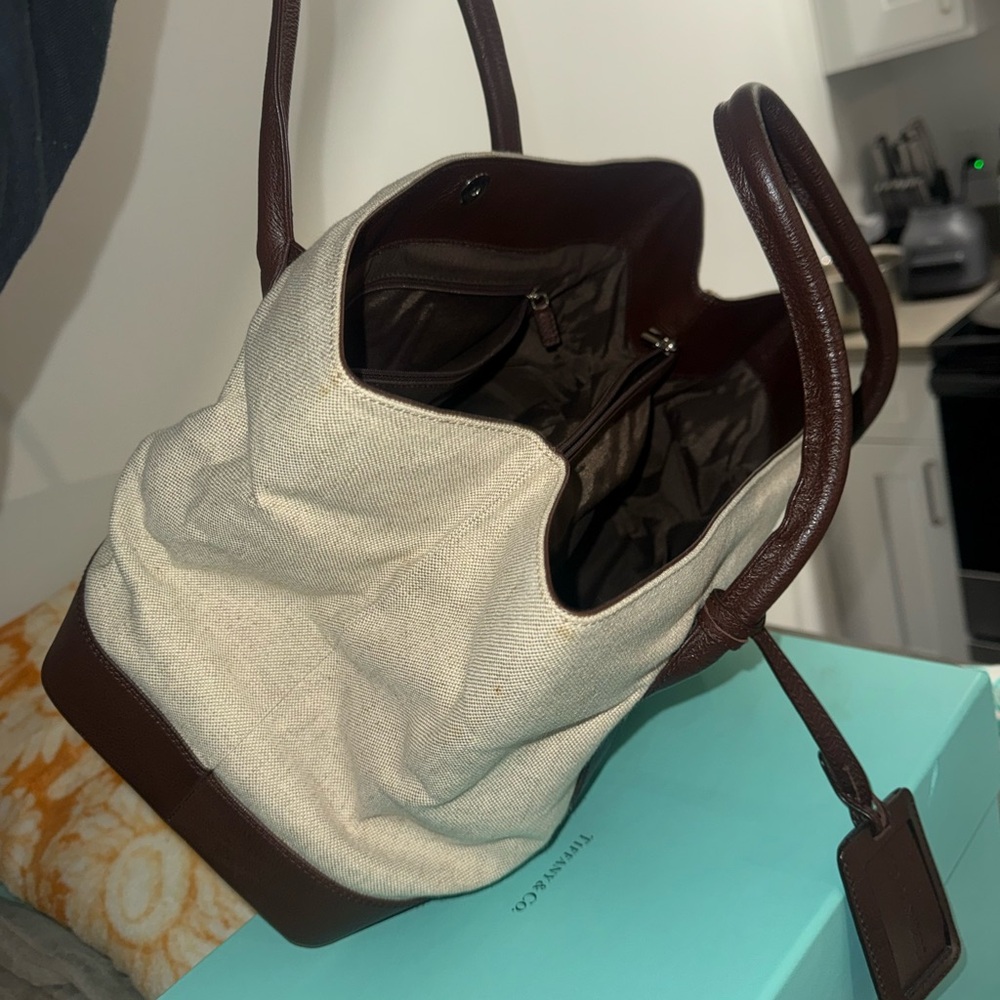 Tiffany & Co. Cream and Brown Tote Bag